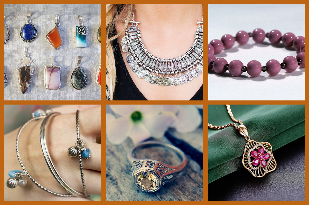 6 photos de bijoux fantaisie issue de la Collection Fantaisie de La Vie en Or