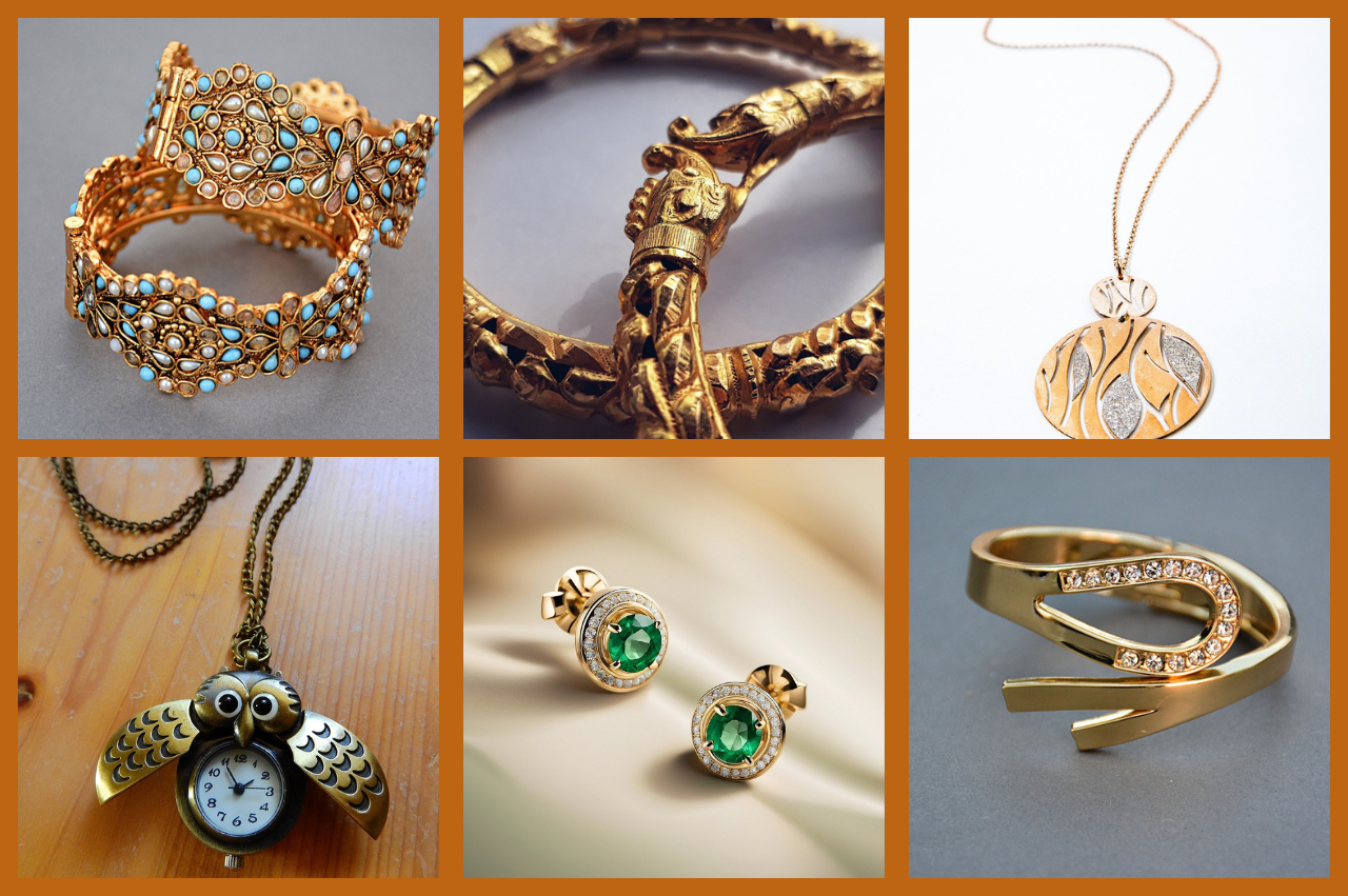 6 photos de bijoux issus de la collection Or de La Vie en Or